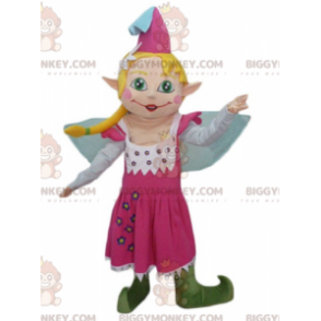 BIGGYMONKEY™ Mascot Costume of Pretty Fairy in Pink Dress with