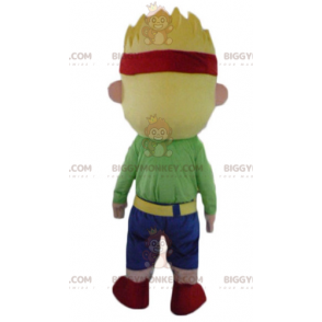 Blonde Boy Man BIGGYMONKEY™ Mascot Costume with Glasses and