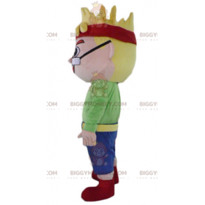 Blonde Boy Man BIGGYMONKEY™ Mascot Costume with Glasses and