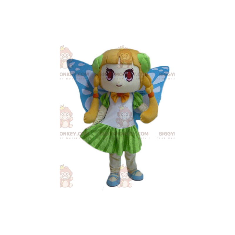 Cute Girl BIGGYMONKEY™ Mascot Costume with Butterfly Wings -