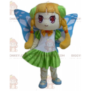 Cute Girl BIGGYMONKEY™ Mascot Costume with Butterfly Wings -