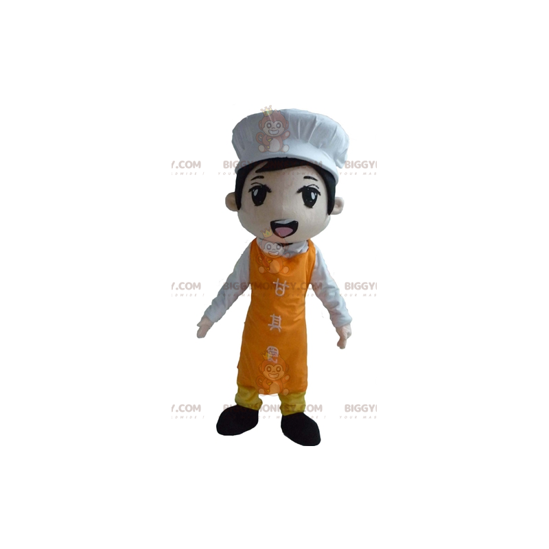 Traje de mascote de chef asiático BIGGYMONKEY™ com avental e