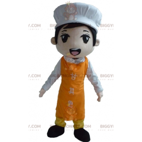 Traje de mascote de chef asiático BIGGYMONKEY™ com avental e