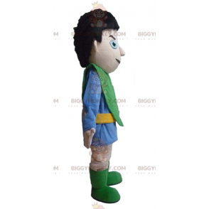 BIGGYMONKEY™ Mascot Costume of Knight i blå och grön outfit -