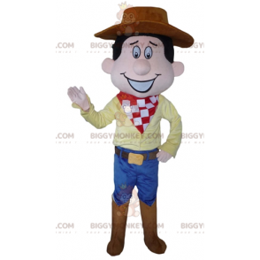 Cowboy BIGGYMONKEY™ maskotkostume i traditionelt tøj med hat -