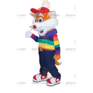 BIGGYMONKEY™ Maskottchen-Kostüm von Little Orange und White Fox