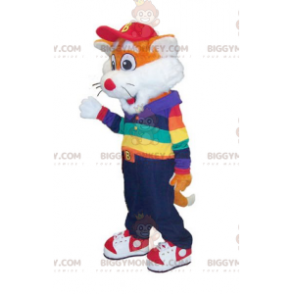 BIGGYMONKEY™ Maskottchen-Kostüm von Little Orange und White Fox