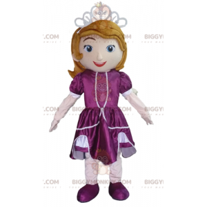 Prinsesse BIGGYMONKEY™ maskotkostume med lilla kjole -