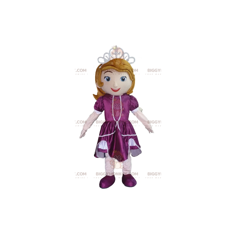 Prinsesse BIGGYMONKEY™ maskotkostume med lilla kjole -