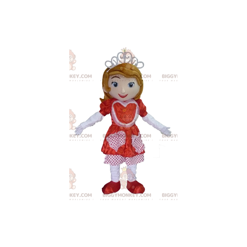 Princess BIGGYMONKEY™ Mascot Costume with Red and White Dress -