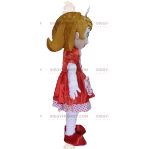 Princess BIGGYMONKEY™ Mascot Costume with Red and White Dress -