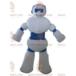 Gigantische witte en blauwe robot BIGGYMONKEY™ mascottekostuum