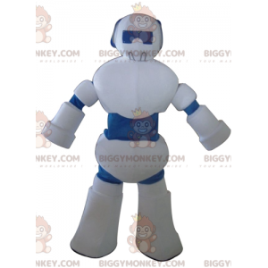 Kostým maskota obřího bílého a modrého robota BIGGYMONKEY™ –