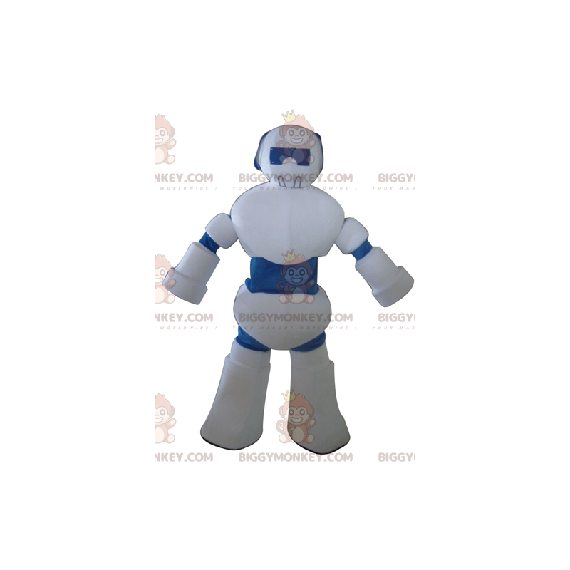 Giant White and Blue Robot BIGGYMONKEY™ Mascot Costume -