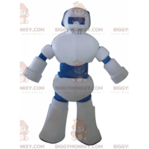 Costume de mascotte BIGGYMONKEY™ de robot blanc et bleu géant -