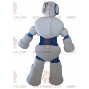 Giant White and Blue Robot BIGGYMONKEY™ Mascot Costume -