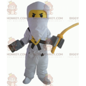 Kostium maskotki Lego samuraj żółty i biały BIGGYMONKEY™ z