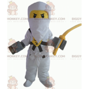 Lego samurai gul og hvid BIGGYMONKEY™ maskot kostume med