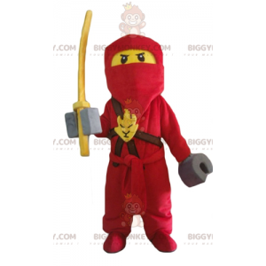 BIGGYMONKEY™ Lego samurai rood en geel mascottekostuum met