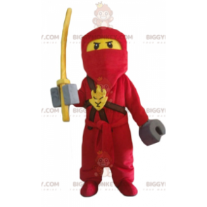 BIGGYMONKEY™ Lego czerwony i żółty kostium maskotki samuraja z