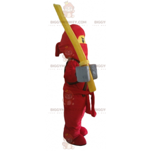 BIGGYMONKEY™ Lego samurai rood en geel mascottekostuum met