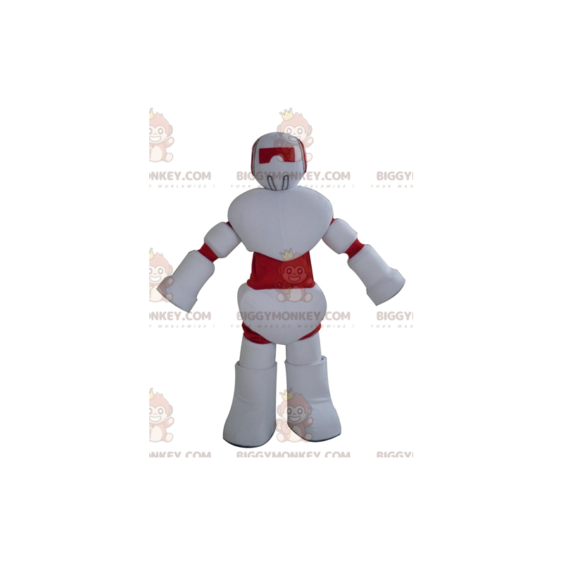 Jättevit och röd robot BIGGYMONKEY™ maskotdräkt - BiggyMonkey
