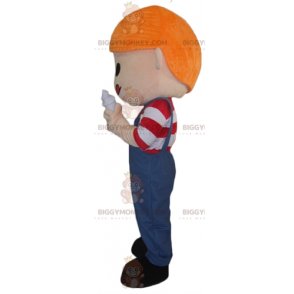 Ginger Boy i overalls med is BIGGYMONKEY™ maskotkostume -