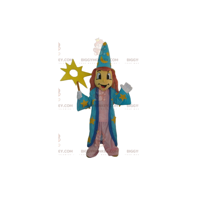 Witch Wizard BIGGYMONKEY™ Mascot Costume With Blue Dress –