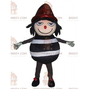 Costume de mascotte BIGGYMONKEY™ de bonhomme rayé noir et blanc