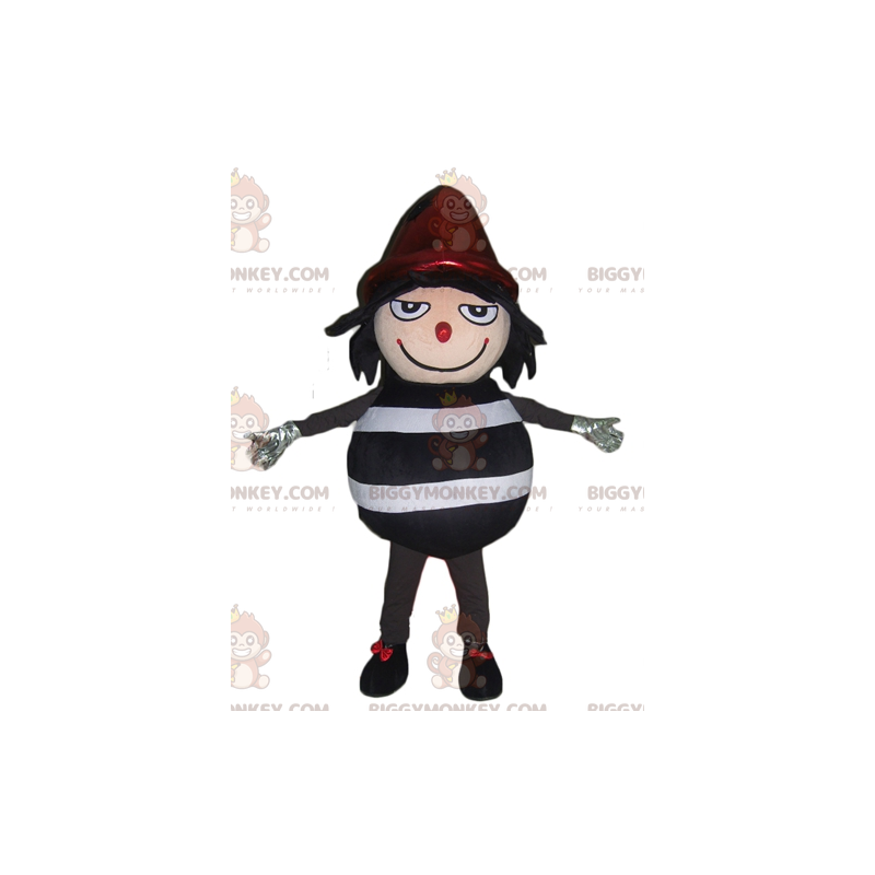 BIGGYMONKEY™ Mascot Costume Black and White Striped Snowman