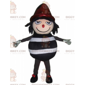 Costume de mascotte BIGGYMONKEY™ de bonhomme rayé noir et blanc