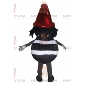 BIGGYMONKEY™ Mascot Costume Black and White Striped Snowman