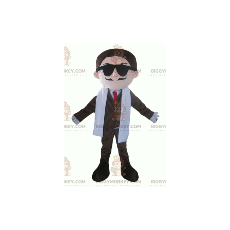 BIGGYMONKEY™ Mascot Costume Mustache Businessman Suit & Tie –