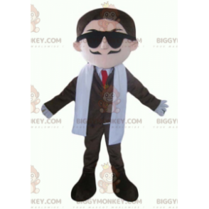 BIGGYMONKEY™ Mascot Costume Mustache Businessman Suit & Tie –