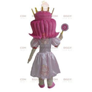 Fantasia de mascote de princesa de cabelo rosa BIGGYMONKEY™ com