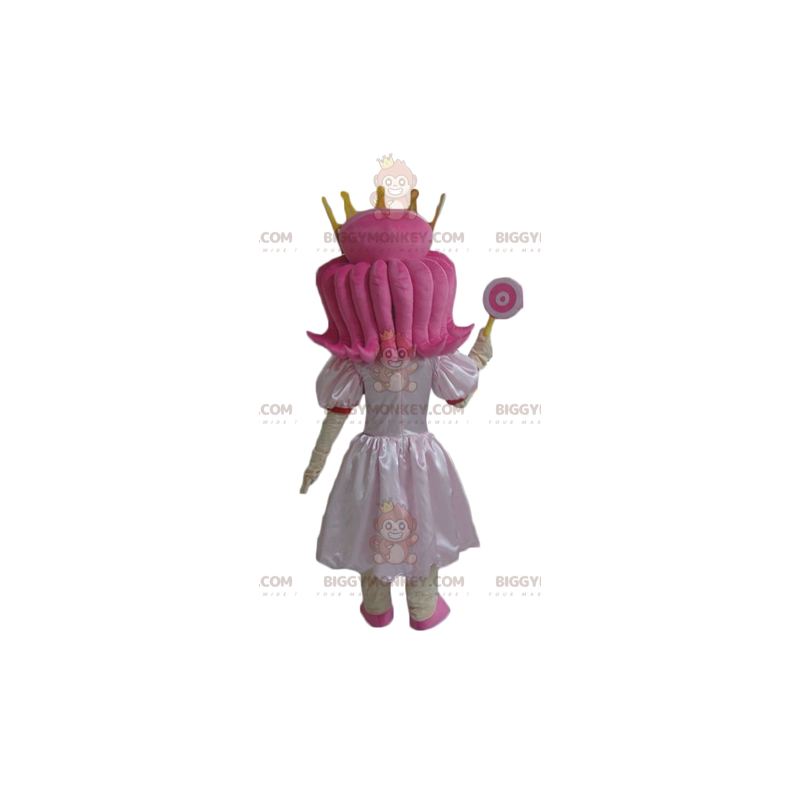 Rosa Haarprinzessin BIGGYMONKEY™ Maskottchenkostüm mit süßem