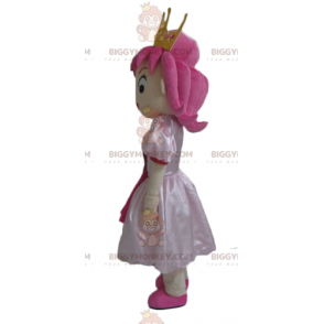 Pink Hair Princess BIGGYMONKEY™ Mascot Costume With Cute Dress