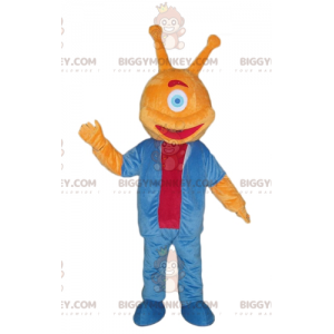 One Eye Orange Alien BIGGYMONKEY™ maskottiasu - Biggymonkey.com