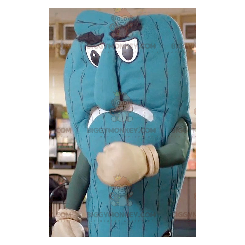 Fantasia de mascote de saco de pancadas gigante azul cacto
