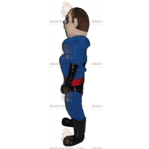 Superheld BIGGYMONKEY™ Maskottchen Kostüm Blau Schwarz Rot