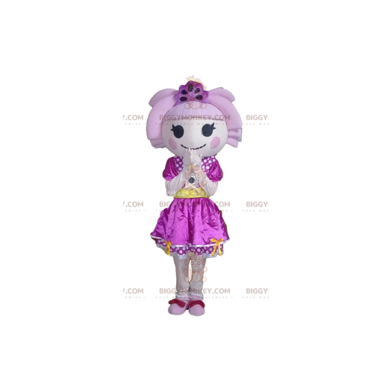 Fantasia de mascote menina BIGGYMONKEY™ com cabelo e vestido