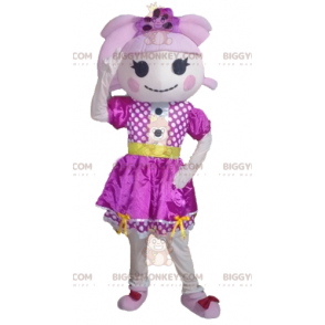 BIGGYMONKEY™ Maskottchen-Kostüm für Mädchen mit Haaren und lila