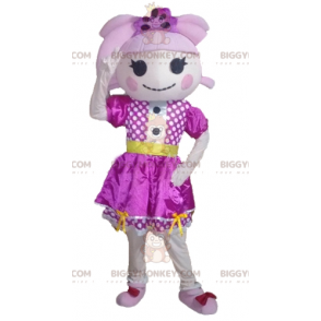 Fantasia de mascote menina BIGGYMONKEY™ com cabelo e vestido