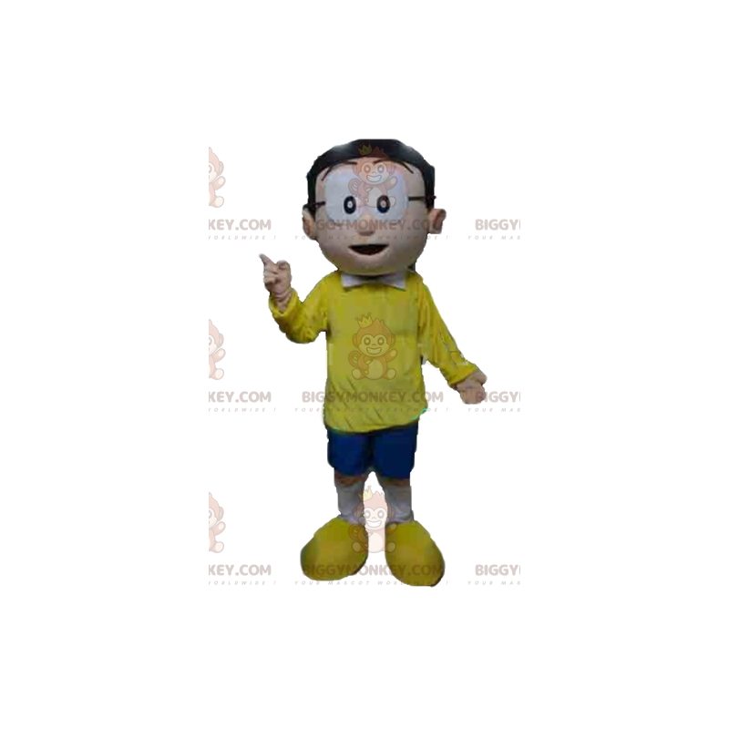 Mens BIGGYMONKEY™ Mascot Costume with Glasses and Yellow and