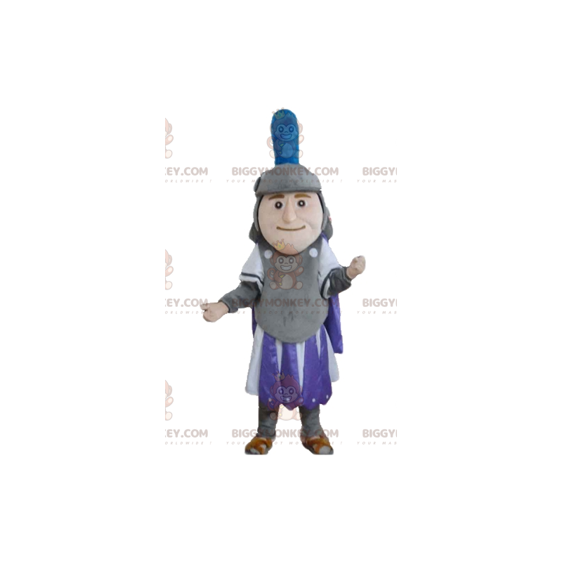 BIGGYMONKEY™-mascottekostuum van ridder in grijs-paarse en