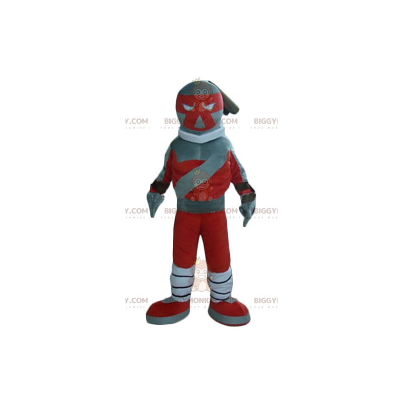 BIGGYMONKEY™ Maskottchen-Kostüm in Rot und Grau -