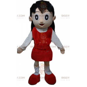 Costume da mascotte BIGGYMONKEY™ da ragazza in abito rosso e