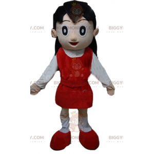 Girl BIGGYMONKEY™ Mascot Costume in Red and White Outfit –