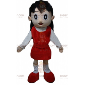 Girl BIGGYMONKEY™ Mascot Costume in Red and White Outfit –