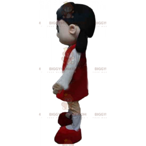 BIGGYMONKEY™-mascottekostuum voor meisjes in rood-witte outfit
